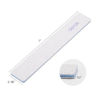 25 Pieces 120 Grit Rectangle Nail Files for Acrylic Nails and Natural Nails, Reusable Nail Buffers Double Sided Emery Boards Manicure Tools - Image 2