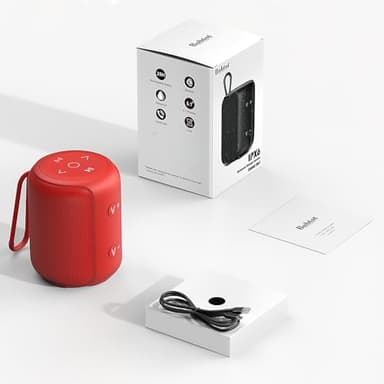 Bobtot Portable Speaker Bluetooth, IPX6 Shower Speaker Waterproof, 25H Playing Time, Loud and Stereo Sound with Bass, Dual Pairing for Party, Camping, Travel, Red - Image 8