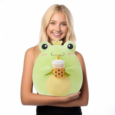 PLAYNICS Large Frog Plush Pillow Stuffed Animal Toy,Big Size Cute Soft Toys 13" Fat Kawaii Hugging Pillows Cuddle Huggable Plushie,Gift for Kids - Image 4