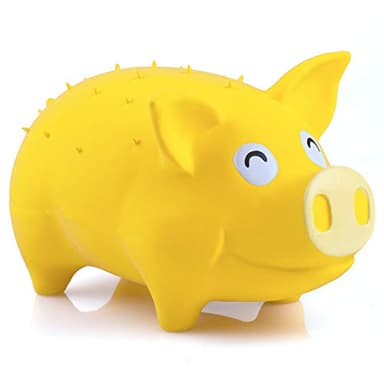 CHIWAVA 7.4 Inch Large Pig Dog Toy for Dogs Latex Rubber Squeeze Grunting Sound Interactive Play Color Yellow - Image 1