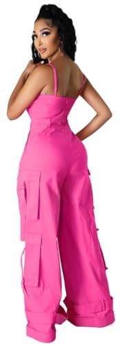 BOKITECAO Womens Cargo Jumpsuit Sexy One Piece Outfit Wide Leg Romper Multi Pockets Overalls - Image 2