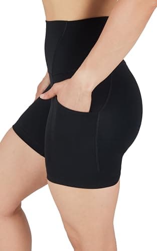 Yogalicious Womens High Waisted Biker Shorts Workout Running Spandex Yoga Shorts 3.5", 5", 7", 9"- Classic Black 7" - Large - Image 1