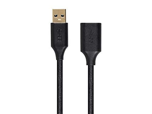 Monoprice USB 3.0 Premium Extension Cable - Type-A Male to Type-A Female, Braided Nylon Jacket, 6 Feet, Black - Image 1