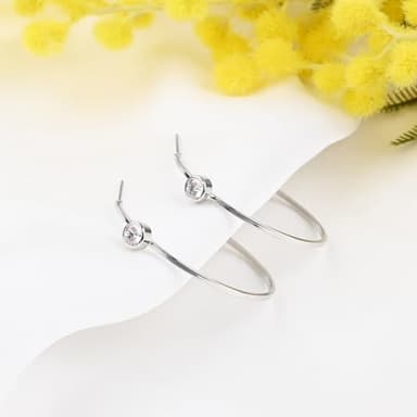 Silvery Large Open Hoop Earrings Stud Earrings Lightweight Earrings for Women Trendy - Image 4