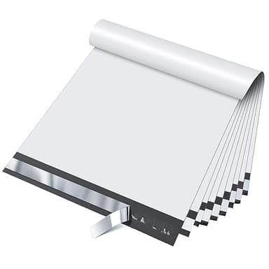 Fuxury 100 Pcs 12x15.5" Poly Mailers Shipping Bags for Clothing,Self Seal Plastic Mailing Envelopes for Packaging Postal Return Small Business,White - Image 1