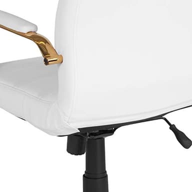 Flash Furniture Whitney Mid-Back Swivel LeatherSoft Desk Chair with Padded Seat and Armrests, Adjustable Height Padded Office Chair, White/Gold - Image 13