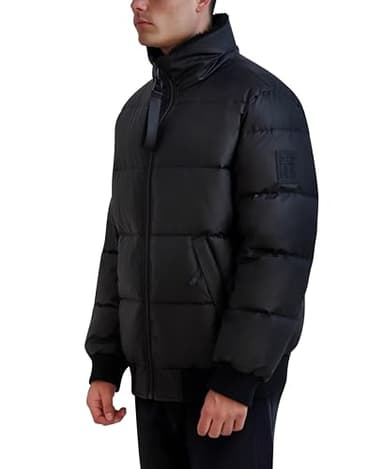 Karl Lagerfeld Paris Men's Short Puffer Jacket, Black Multi - Image 3