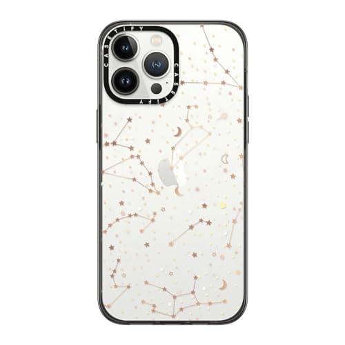CASETIFY Compact iPhone 13 Pro Max Case [4 ft. 2X Military Grade Drop Protection/Slim/Lightweight] - Space Pattern on Clear Background - Clear Black - Image 1