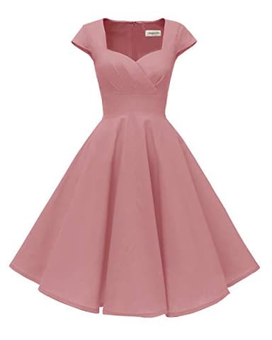 Hanpceirs Women's Cap Sleeve 1950s Vintage Party Dress Cocktail Dress Formal Dresses with Pocket Blush Pink S - Image 1