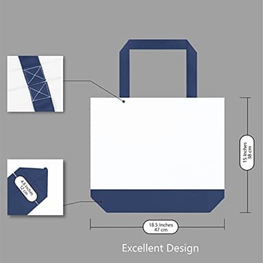 TOPDesign 1-Pack Super Strong Large 12oz Cotton Canvas Tote Bag, Reusable Grocery Shopping Cloth Bag, Fashionable Two-Tone Totes for Crafts, DIY Your Creative Designs - Image 5