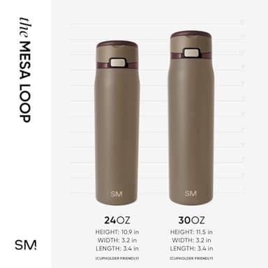 Simple Modern Mesa Loop Water Bottle with Straw | 24oz Cup Holder Friendly Insulated Stainless Steel Bottles for Travel, Sports and School | Hazelnut - Image 6