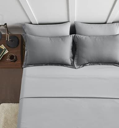 Maple&Stone Queen Size Comforter Set 7 Pieces Bed in a Bag - Down Alternative Bed Set with Sheets, Pillowcases & Shams, Soft Reversible Duvet Insert for Queen Bed, Dark Grey & Light Grey - Image 4