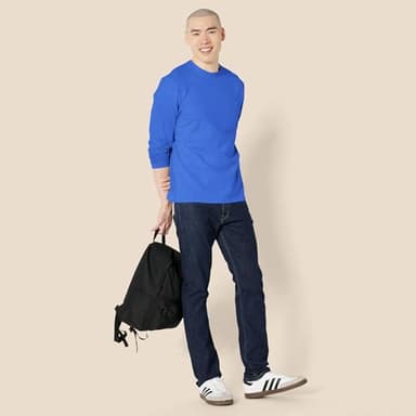 Amazon Essentials Men's Regular-Fit Crewneck T-Shirts, Long-Sleeve, Bright Blue, Size XX-Large, With Pocket - Image 5