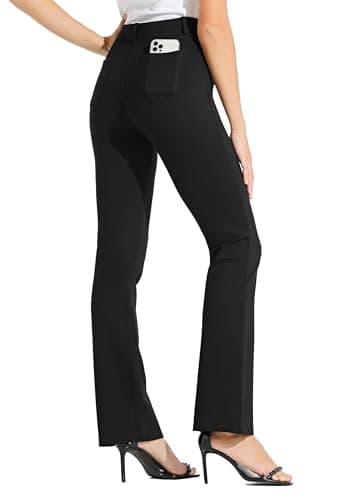 Willit 31" Women's Yoga Dress Pants Bootcut Stretch Work Slacks Office Business Casual Pants Belt Loops 4 Pockets Black M - Image 2