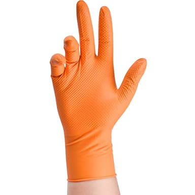 TitanFlex Heavy Duty Industrial Orange Nitrile Gloves, 8-mil, Gloves Disposable Latex Free with Raised Diamond Texture Grip, Powder Free, Rubber Glove, Mechanic Gloves,100-ct Box (Large) - Image 2