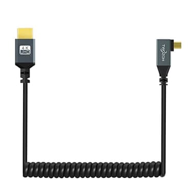Twozoh Left Angled Coiled Micro HDMI to HDMI Cable, Micro HDMI to HDMI Coiled Cable 90°Degree Stretched Length 30cm to 150cm - Supports 3D/4K 1080p(5FT) - Image 3