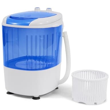 Elevon QD-MINIPWM-BL-1G Portable Mini Washing Machine with Spin Dryer 5.5 lbs Washers, Rotary Timer Controller, Compact Laundry for Home, Apartment, RV, White/Blue - Image 1