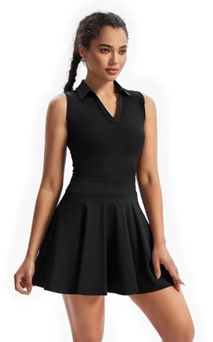 Flowy Athletic Dress for Women Workout Golf Tennis Active Wear Mini Sun Dresses with Shorts Pockets Teen Girls Cute Trendy Clothes Casual Summer Beach Going Out Outfits(Black,S) - Image 4