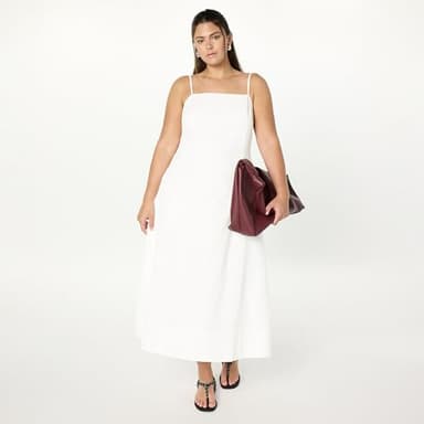 The Drop Women’s Daphne Square Neck Linen Maxi Dress, White, S - Image 7
