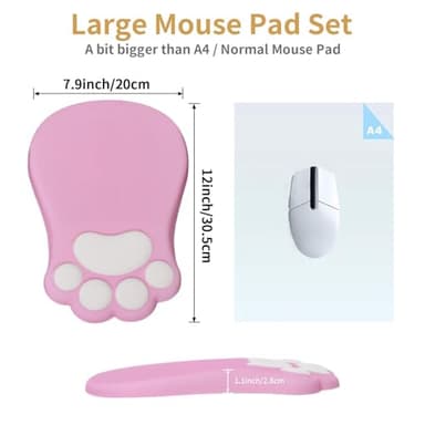 L-SPOUTTO Ergonomic Mouse Pad with Wrist Rest,Cute Cat Paw Mousepad Wrist Support,Comfortable Massage Design Computer Pain Relief Mouse Pad with Non-Slip PU Base for Desk Laptop Gaming Office,Pink - Image 4