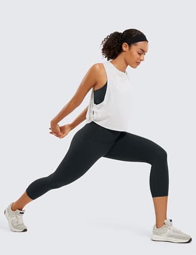CRZ YOGA Womens Butterluxe Workout Capri Leggings with Pockets 21 Inches - High Waisted Gym Athletic Crop Yoga Melanite Medium - Image 3