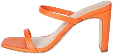The Drop Women's Avery Square Toe Two Strap High Heeled Sandal, Fire Orange, 9 - Image 5