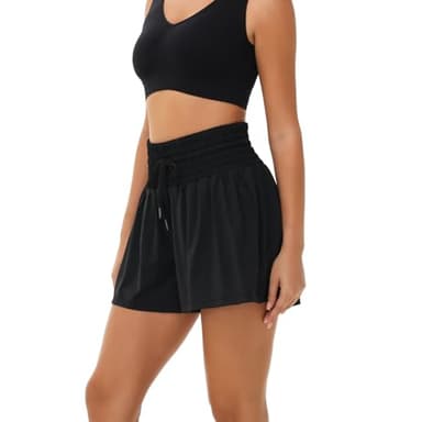 Womens Flowy Athletic Shorts Gym Yoga Workout Running Sport Sweat Skort Golf Tennis Butterfly Skirt High Waisted with Pocket Cute Comfy Lounge Pants Trendy Clothes Casual Summer Outfits Black XL - Image 4