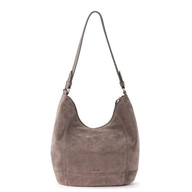 The Sak Sequoia Hobo Bag in Leather, Single Shoulder Strap, Mushroom Suede - Image 4