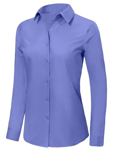 Ruisin Womens Button Down Shirts for Women Formal Work Button-Down Shirt Dress Blouses Tops Periwinkle Blue Size 4XL - Image 2