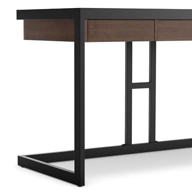 SIMPLIHOME Erina Desk - 60-Inch Wide Solid Acacia Wood and Metal Writing Desk in Distressed Charcoal Brown, Modern Industrial Home Office Computer Table for Study with 2 Drawers and Keyboard Tray - Image 11