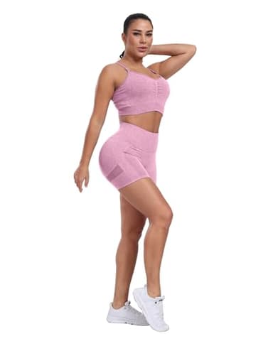 CHRLEISURE Women's 4 Packs Workout Gym Shorts, High Waisted Butt Lifting Scrunch Butt Seamless Booty Shorts(Black,DGray,Pink,Blue,2XL) - Image 4