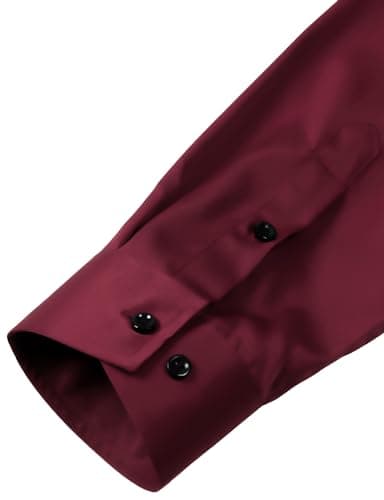 ZEROYAA Men's Long Sleeve Dress Shirt Fitted Wrinkle-Free Casual Business Button Up Shirts ZSSCL07-Burgundy Medium - Image 5