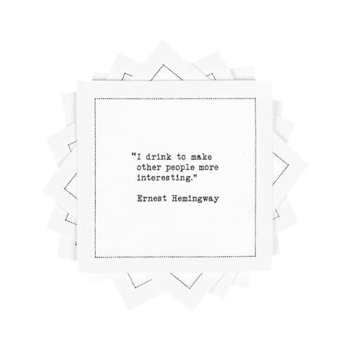 Five Star Funny White Cocktail Napkins, 50 Luxury Cotton Disposable Cocktail Party Napkins with Witty Bar Quotes, 4.5" x 4.5" for Home Bars, Game Nights, Beverages, Birthdays, Weddings & Holidays - Image 1