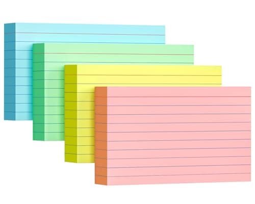 YIZUUN Colored Index Cards 3x5, 200 Pack, Ruled Index Cards, Flash Cards for Studying, Heavy Note Cards for Office, Home and School，Four Colors, Each Color Individually Wrapped, 50 Pack Per Package - Image 1