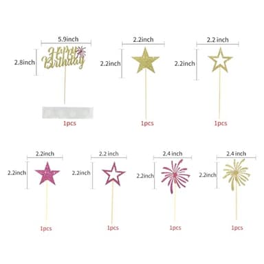 BEISHIDA 7 pcs Happy Birthday Cake Topper Happy Birthday Cupcake Toppers Cake Decoration Purple Gold Glitter 18th 30th 40th 50th Cake Decoration for Birthday Party Supplies Boys Girls Men Women - Image 2