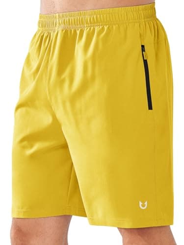 NORTHYARD Men's Athletic Running Shorts Quick Dry Workout Shorts Lightweight Sports Gym Basketball 7"/ 9"/ 5" Tennis Hiking Exercise Yellow-7 inches L - Image 1