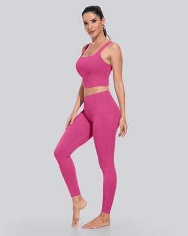 CHRLEISURE Leggings with Pockets for Women, High Waisted Tummy Control Workout Yoga Pants(5 Packs, Blue,Green,Pink,Rose,Violet, 3XL) - Image 4