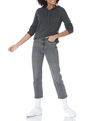 Amazon Essentials Women's Soft Touch Hooded Pullover Sweater, Charcoal Heather, Small - Image 4