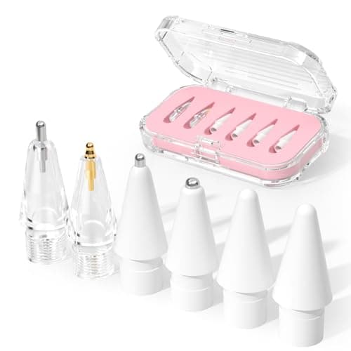 JOOSKO Upgraded Replacement Tips for Apple Pencil Pro/USB-C/2nd Gen/1st Gen Tips(with Storage case),wear-Resistant Mix Metal Tips for iPad Pencil Accessories(6 Pack，Pink) - Image 1