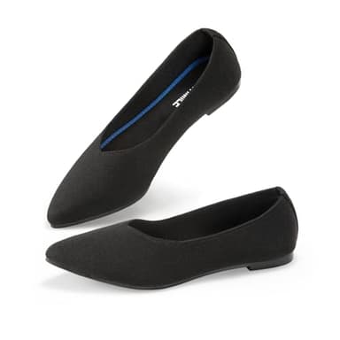 ATHMILE Pointed Toe Flats for Women Dressy Black Work Shoes Business Casul Knit Ballet Flats Slip on Office Ladies Comforttable Dress - Image 5