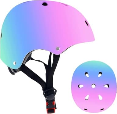 JeeFree Adjustable Gradient Color Skateboard Helmet for 3-5-8-14+Ages【Toddler Kids Youth Adult】 Girls Boys Woman.Bike Helmet for Multi-Sports Cycling Bicycle Scooter Inline Roller Skate Rollerblading - Image 2
