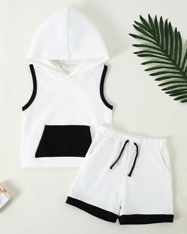 SANMIO 3T Boy Clothes for Toddler Boy Summer Outfits 2-3T Sleeveless Hooded T-shirt+Shorts 2pcs - Image 5