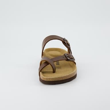 CUSHIONAIRE Luna Crossover Toe Strap Womens Sandals – Cork Footbed Slides with Adjustable Straps, Summer Sandals for Women 2025, BROWN 7 - Image 7