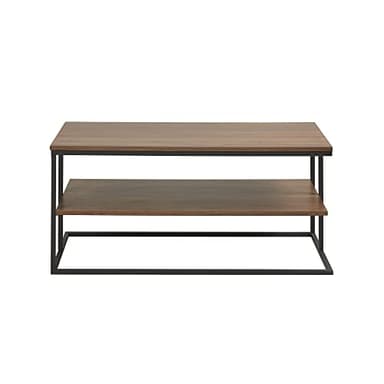 510 DESIGN Monarch Coffee Table with Storage Shelf - Modern 2 Tier Wooden Top and Metal Frame, Living Room Furniture, Easy Assembly, 21" W x 42" L x 19" H, Dark Coffee/Black - Image 4