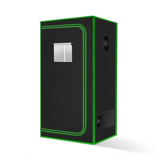 MELONFARM 3x3 Grow Tent, 34"x34"x72'' High Reflective 600D Diamond Mylar Canvas with Observation Window and Floor Tray for Hydroponic Indoor Plant Growing - Image 1