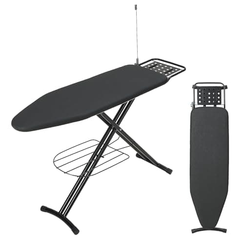 Ironing Board Full Size, RAINHOL 43"x13" Sturdy Iron Board with Iron Rest and Garment Rack, Height Adjustable Metal Construction with Ultra Thick Cover and Padding, Foldable and Heavy Duty - Image 1