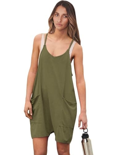 ANRABESS Womens Rompers Summer Casual Loose Sleeveless Overalls Spaghetti Strap Shorts Jumpsuit 2025 Beach Vacation Outfits X-Large - Image 8