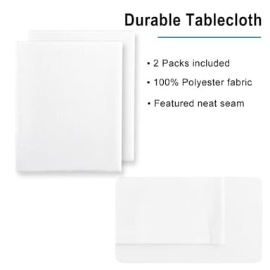Hiasan 2 Pieces White Square Tablecloth - Waterproof and Spillproof Restaurant Washable Polyester Table Cloth for Dining Room, 30 x 30 Inch - Image 4