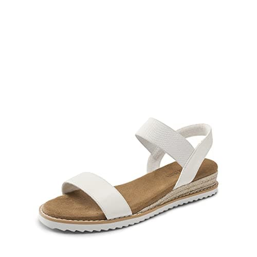 DREAM PAIRS Womens Espadrilles Ankle Stretch Elastic Strap Open Toe Wedges Flats Sandals,Size 11,White,SDPW2310W - Image 1