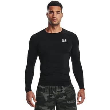 Under Armour Men's Armour HeatGear Compression Long-Sleeve T-Shirt , Black (001)/White, X-Large - Image 2